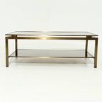 Two Tier Brass And Smoked Glass Coffee Table 1970s thumbnail 7