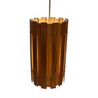 Ca. 1960’S Ceiling Fixture - Scandinavian Design - Teak Wood Multiplex Cilinder And Matching Ceil thumbnail 3