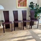 Set Van 4 Frag Italia Eetkamerstoelen – Aubergine Leer thumbnail 3