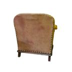 Lederen Fauteuil Met Eiken Frame Jaren 50 thumbnail 7