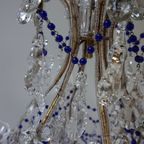 Vintage Kobalt Blauwe Murano - Glas En Kristal - Kroonluchter Met Kralen thumbnail 10
