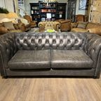 Stoere Vintage Chesterfield Bankstel 3-1-1 Zits Antraciet Grijs thumbnail 3