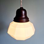 Art Deco Hanglamp In Gefacetteerde Witte Opaline, Jaren 20 thumbnail 7