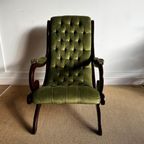 Sale Groene Chesterfield Victoriaans Fauteuil Vintage thumbnail 9