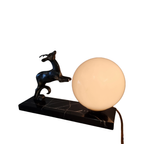 Frans Art Deco Lampje Met Gazelle, Jaren 30 thumbnail 4
