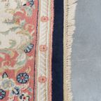 Groot Vintage Kirman Vloerkleed/ Tapijt Met Voornamelijk Donkerblauwe En Roze Kleuren thumbnail 10
