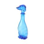 Grote Vintage Karaf Teckel Dashond Blauw Glas Empoli Italy 36cm thumbnail 6