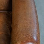Geweldige, Karaktervolle Vintage Schapenleren Oorfauteuil Met Een Mooi Patina thumbnail 8