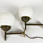 Giso Gispen - Wandlamp - Set (2) - Messing - Opaalglas - 2E Kwart 20E Eeuw thumbnail 2