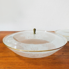 Set Vintage Midcentury Flamingo Koekschalen Glas Met Deksel thumbnail 4