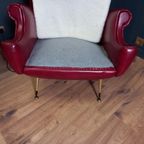 Rode Italiaanse Vintage Designfauteuil thumbnail 16