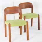 Set 4 Deense Massief Teak Vintage Eetkamerstoelen 'Harte Skov' Vintage New Upholstery thumbnail 11