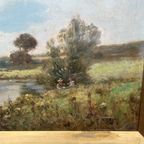 Gesigneerd Landschap In Een Prachtige Vergulde Lijst. thumbnail 2