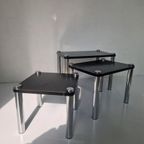 Mid Century Mimiset Nest Tafeltjes Hout En Chroom thumbnail 2