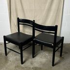 6x Vintage Zwarte Stoelen Met Vegan Skai Leer Zitting thumbnail 2
