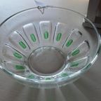 Vintage Glazen Schaal Met Groene Accenten, Bowl, Schaaltje thumbnail 6