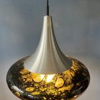 Mid Century Doria Leuchten Zwart Glazen Hanglamp - Space Age Hanglamp - Jaren '70 Glazen L thumbnail 4