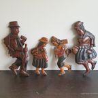 Peruaans Gezin Vintage Houtsnijwerk Muurhangers thumbnail 7