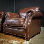 Vintage Grote Lederen Fauteuils – Donkerbruin thumbnail 4