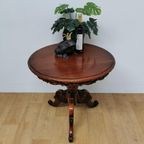 Antieke Ronde Salontafel, Koffietafel Wijntafel Mahonie Hout thumbnail 11