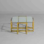 Hollywood Regency Geometrische Messing Salontafel Met Glazen Blad thumbnail 7