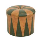 Ronde Vintage Poef Groen Bruin Tweekleurig Skai Sixties thumbnail 3