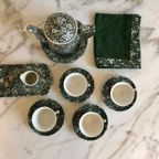 Prachtig  Groen Calico Burleigh Staffordshire England Thee Set! thumbnail 10