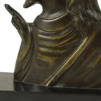 Bronzen Art Deco Beeld Christus Profiel Salvatore Melani Kunst 1930 thumbnail 9
