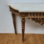 Vintage, Antieke Wandconsole Sidetable, Wandtafel Met Marmer Blad En Spiegel thumbnail 20