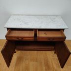 Vintage Antiek Dressoir Commode Ladekast Badkamermeubel Met Marmer Blad 703 thumbnail 4