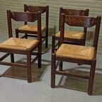 Vintage 4 Eetkamerstoelen, Vico Magistretti Stijl thumbnail 6