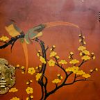 Vintage Rode Chinese Kast Vogels, Bloemen / Bohemian Kast / Oosterse Kast / Chinese Red Cabinet thumbnail 6