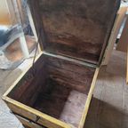 Fraaie Antieke Kist, Koffer, Hutkoffer Ideale Maat thumbnail 3