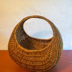 Vintage Round Mid Century Swedish Willow Basket Large thumbnail 3