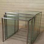 Vintage Glas En Chrome Mimiset Nesting Tables Bijzettafels thumbnail 4