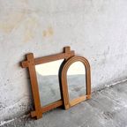 Wooden+Arch-Shaped Mirror With Tree Bamboo Wicker Frame, 1970S thumbnail 11