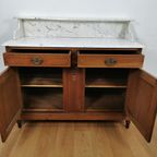 Vintage Frans Dressoir Commode, Ladekast Badkamermeubel Met Marmer Blad 903 thumbnail 6