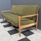 Green Fabric And Wood 3 Seat Sofa 1960s thumbnail 3