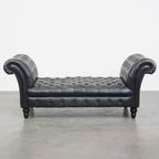 Groot, Sierlijk Zwart Chesterfield Daybed Gemaakt Van Rundleer thumbnail 3