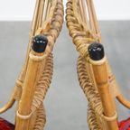 Set Van 4 Subtiele En Charmante Vintage Jaren ’60 Rotan Boho Stoelen Met Gestoffeerde Zitting thumbnail 16