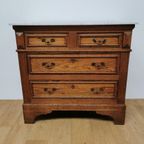 Vintage Frans Dressoir Commode, Ladekast Badkamermeubel Met Marmer Blad 207 thumbnail 4