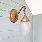 Art Deco Wandkandelaar In Brons, Gesatineerd Kristal,1910-20 thumbnail 2