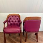 Set Vintage Wijnrode Chesterfield Fauteuils thumbnail 3