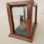 Antieke Vitrine Volkskunst Art Walnoot Bootje Vitrinekast thumbnail 6