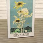 Vintage Jean Jansem Sunflower Poster, Expo'90, Osaka Japan thumbnail 2