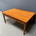 Antieke Pitch Pine Stoffen Tafel Met Twee Laden thumbnail 16