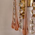 Murano Teardrop Wandlamp Wandlampje Messing Vintage Roze thumbnail 5