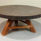 Vintage Brutalist Salontafel, Rond thumbnail 11