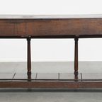 Prachtige Antieke Engelse Double Based Side Table/ Dressoir Van Eikenhout thumbnail 3