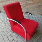 90's Vintage Buizenframe Ribstof Fauteuil Club Stoel thumbnail 2